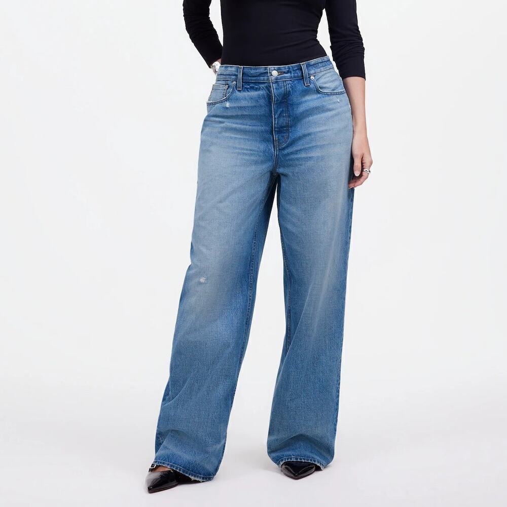 Madewell Curvy Low-Slung Baggy Jeans High Rise Wide Leg Hamburg Wash Nwt 32t